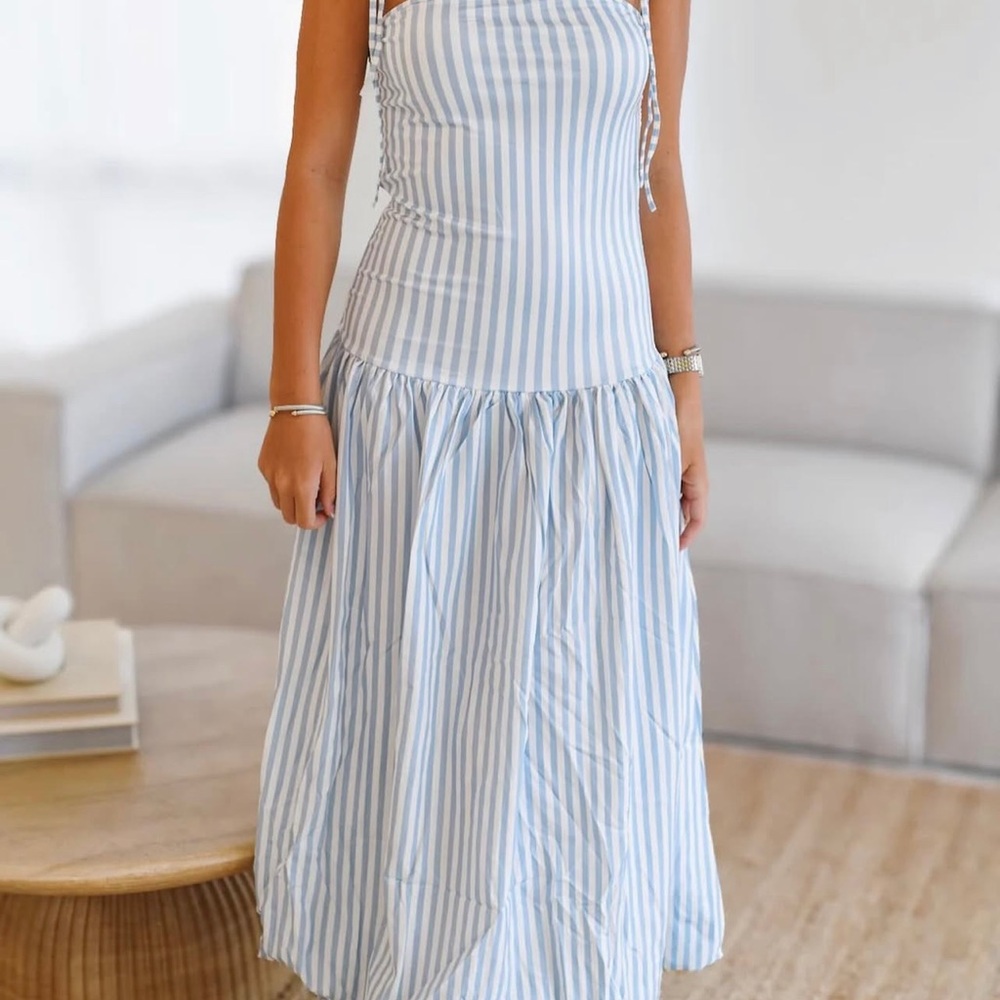 Super cute light blue and white striped dress